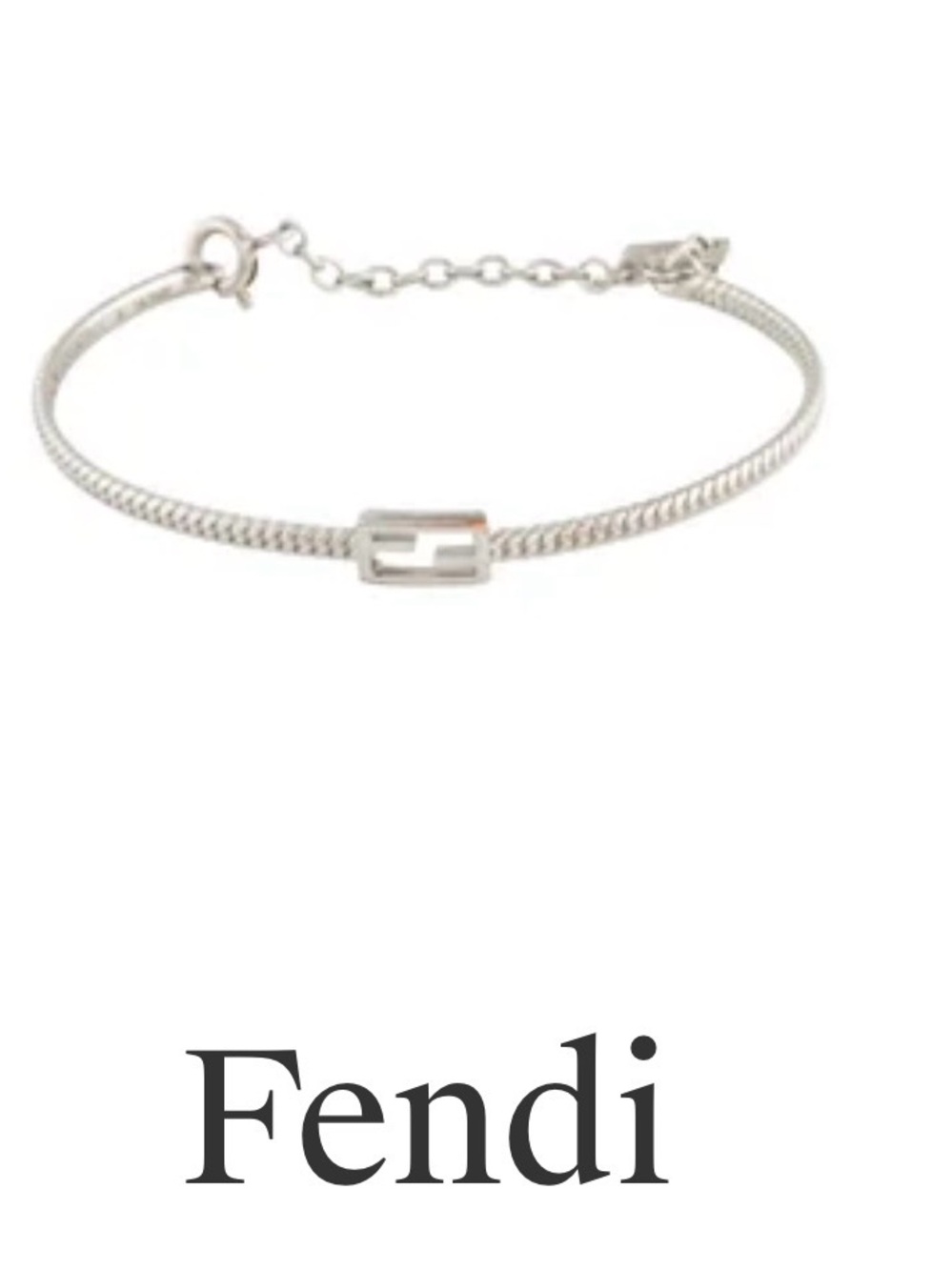 Fendi Silver-Tone Logo Cable Bracelet with Adjustable Chain